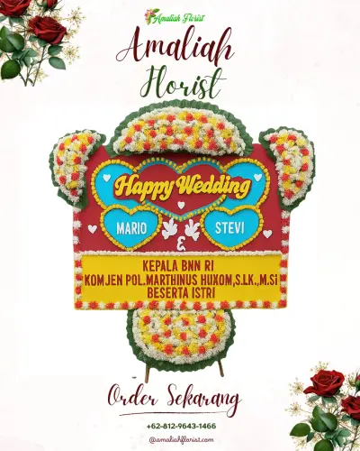 Karangan Papan Bunga Pernikahan di Banjardawa